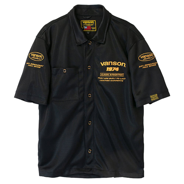 VANSON（バンソン） メンズ トップス 半袖 ワークシャツ メッシュ