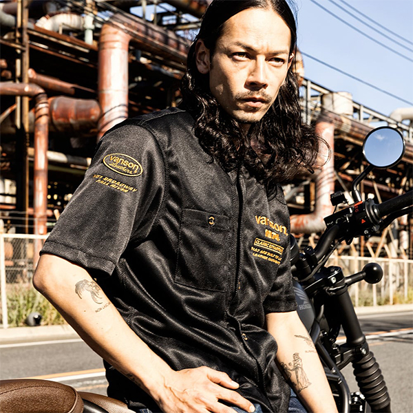 VANSON（バンソン） メンズ トップス 半袖 ワークシャツ メッシュ