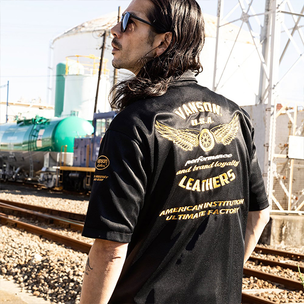 VANSON（バンソン） メンズ トップス 半袖 ワークシャツ メッシュ