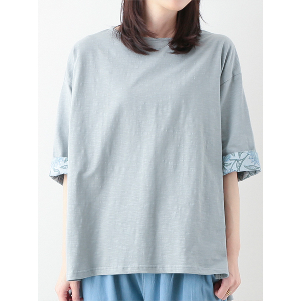 レディース 婦人服 トップス Tシャツ 半袖 artipur ブロックプリント コットンスラブ ゆったりサイズ 二の腕カバー 24S077 レディース 婦人服 トップス Tシャツ 半袖 artipur ブロック