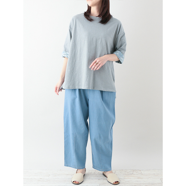 レディース 婦人服 トップス Tシャツ 半袖 artipur ブロックプリント コットンスラブ ゆったりサイズ 二の腕カバー 24S077 0823 レディース 婦人服 トップス Tシャツ 半袖 artipur ブロック