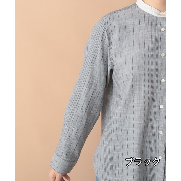 artipur アルティプール トップス シャツ 刺し子 ステッチ ストライプ コットンシャツ ナチュラル オフィスカジュアル きれいめカジュアル 24W032  1101 artipur アルティプール トップス シャツ 刺し子 ステッチ