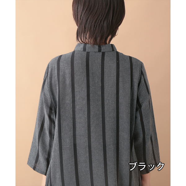 TANABANA タナバナ ちぢれストライプ ドビー シャツワンピース