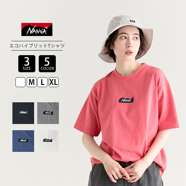 華やか & シンプル★YETI★フローラルロゴバッジ 半袖Tシャツ NANGA ナンガ Tシャツ 半袖 ECO HYBRID MT LOGO TEE エコ