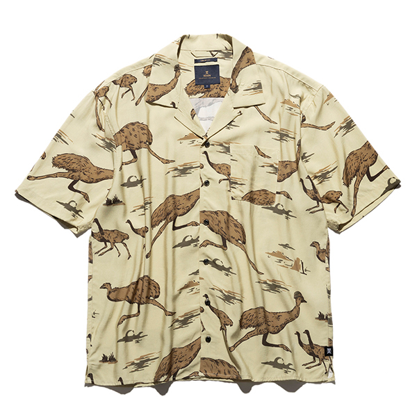 ROARK ロアーク　コーデュロイシャツ　M グレー ROARK REVIVAL ロアーク メンズ 半袖 シャツ 総柄 EMU GONZO