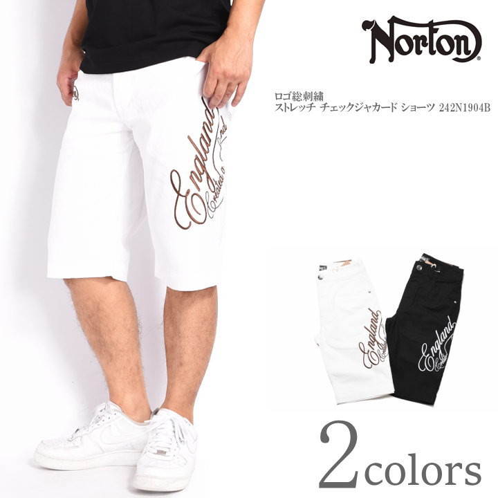 ☆美品☆ Norton Golf 吸水速乾 総柄 刺繍 美色 ストレッチ