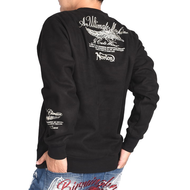 Norton ノートン スウェットライダースジャケット 金刺繍 ホワイト 白 Ｌ ノートン（NORTON） 服 アパレル 261N1101 長袖Tシャツ ゴールド刺繍
