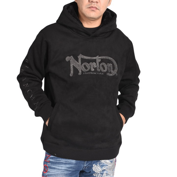 【送料無料】メンズ Norton ノートン 服 長袖 パーカー ジップパーカー スウェット ロゴ  刺繍 裏ボア 暖かい 撥水加工 大きいサイズ アパレル ブランド レディース ブラウン 黒ブラック M L XL 3L 4L ノートン（NORTON） 【2025秋冬新作】ノートン パーカー ドッグNorton