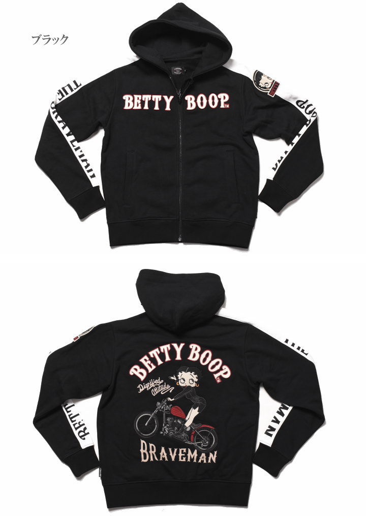 BR×BETTYコラボ 裏毛ジップパーカー The BRAVE-MAN BBB-2240 ブレイブマン ベティーちゃん
