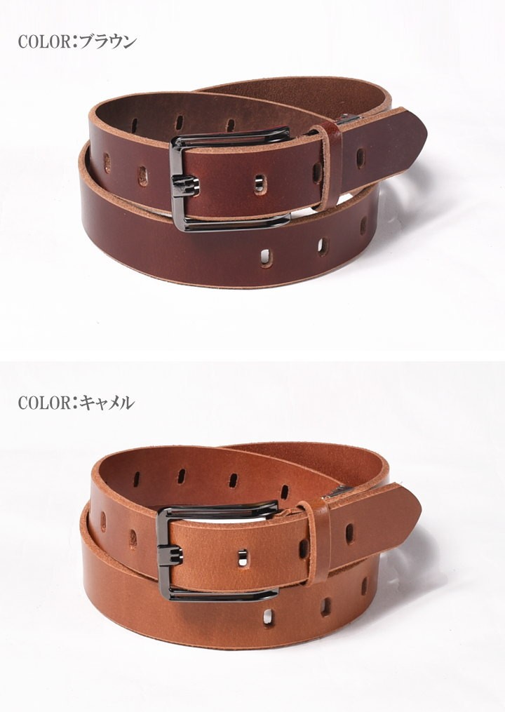 Lee（リー） ベルト 本革 牛革 パンチング レザーベルト 35mm LE-0042