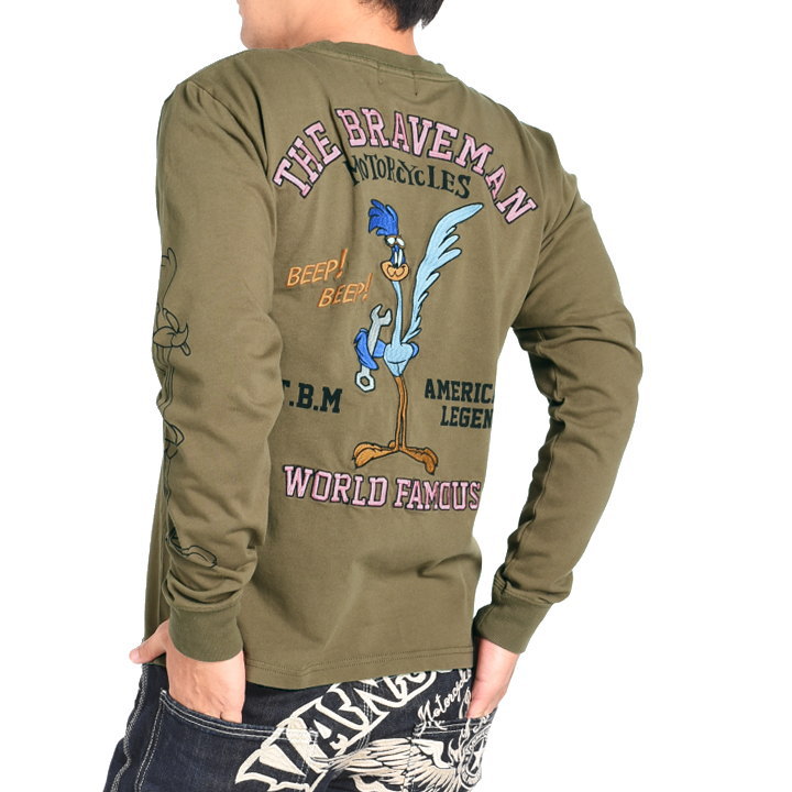 ブレイブマン × ルーニーテューンズ コラボ ロンT ロードランナー 刺繍プリント 長袖Tシャツ L...