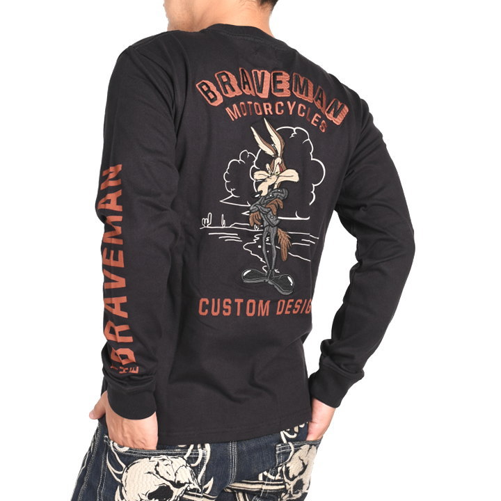 ブレイブマン × ルーニーテューンズ コラボ ロンT ワイリーコヨーテ 刺繍プリント 長袖Tシャツ LTB-2204