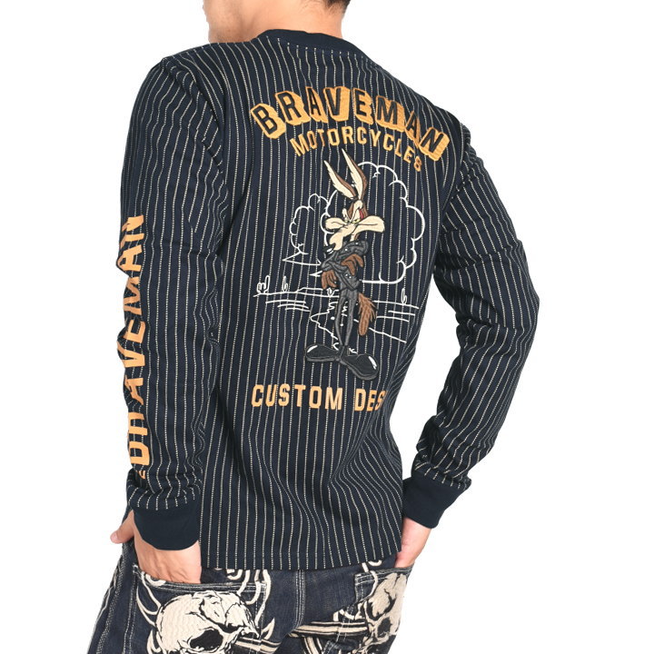 ブレイブマン × ルーニーテューンズ コラボ ロンT ワイリーコヨーテ 刺繍プリント 長袖Tシャツ LTB-2204