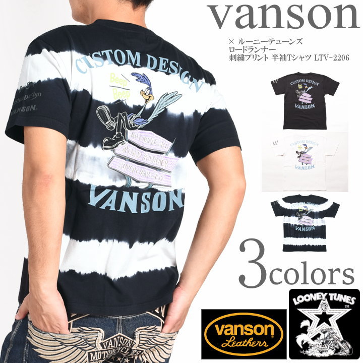 【VANSON】バンソン　タイダイボーダー　バック刺繍　Tシャツ　0455 VANSON（バンソン） 【セール】バンソン × ルーニーテューンズ コラボ