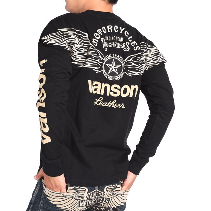 【2023秋冬新作】バンソン VANSON ロンT フライングスター 刺繍プリント 長袖Tシャツ NVLT-2312