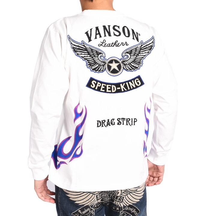 VANSON（バンソン） ロンT フライングスター＆ファイヤーパターン 刺繍