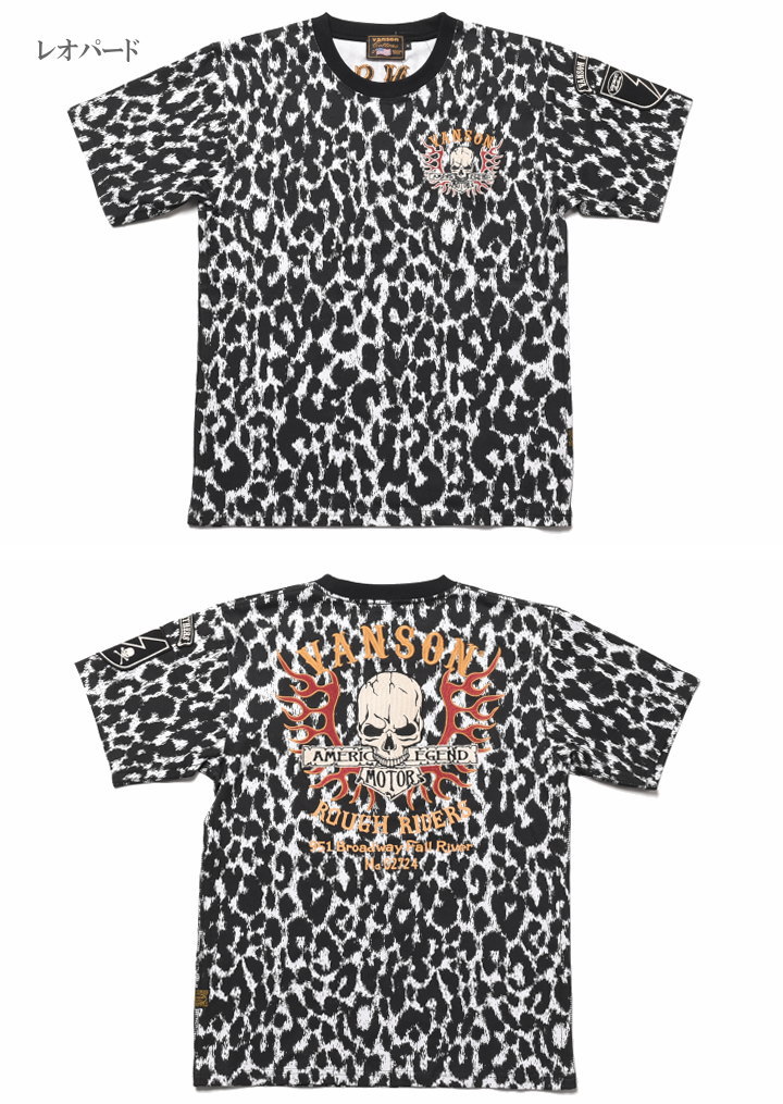 VANSON バンソン Tシャツ スカルエンブレム 刺繍プリント 半袖T