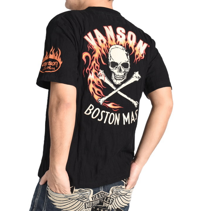 新品vanson バンソン　人気のスカル✖️ヒューマンボーン＆ファイヤー　Tシャツ VANSON（バンソン） 【2026春夏新作】バンソン VANSON TTシャツ クロス
