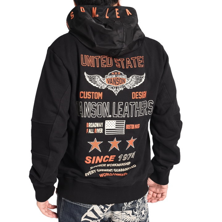 VANSON ジップ パーカー L プリント バイカー バイク バンソン VANSON（バンソン） バンソンレザース Vanson Leathers フジップ