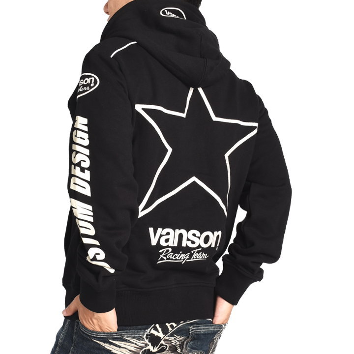 vanson ブラックジャケット フード付き VANSON（バンソン） 【2026秋冬新作】バンソン パーカー ワンスター