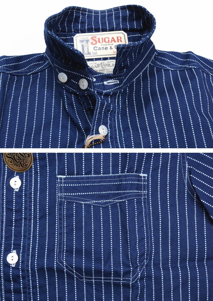 シュガーケーン SC36267N/A ウォバッシュ　ストライプ 半袖ワークシャツ SUGAR CANE 【再入荷】シュガーケーン 半袖シャツ FICTION ROMANCE