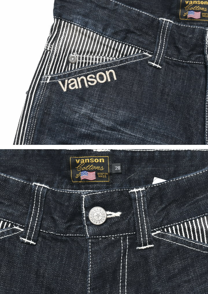 VANSON チノパン ブラック コットン スター 星 金刺繍ロゴ 英字 34 VANSON バンソン フライングスター 総刺繍 デニム ペインターパンツ