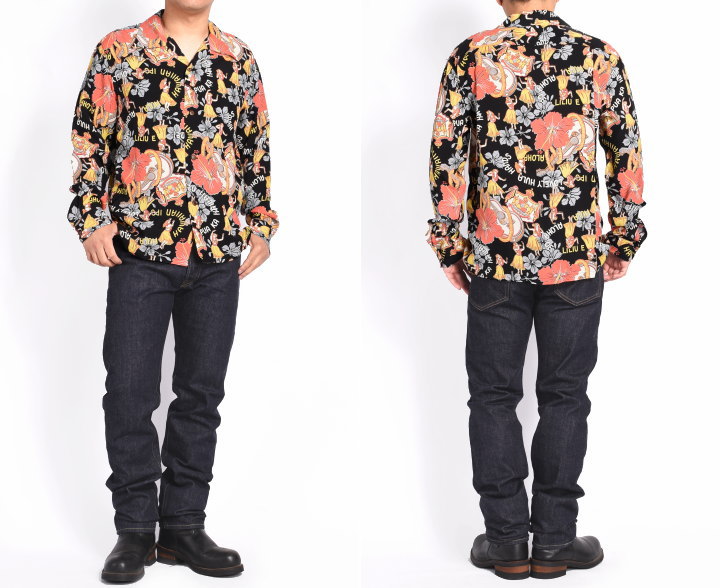 SUN SURF サンサーフ 長袖アロハシャツ “LOVELY HULA HANDS” L/S RAYON