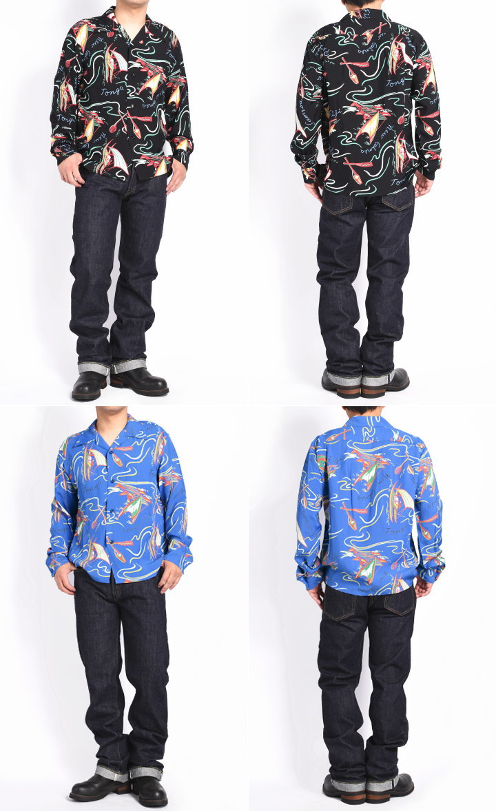 SUN SURF サンサーフ 長袖アロハシャツ “SOUTH SEA OUTRIGGER” L