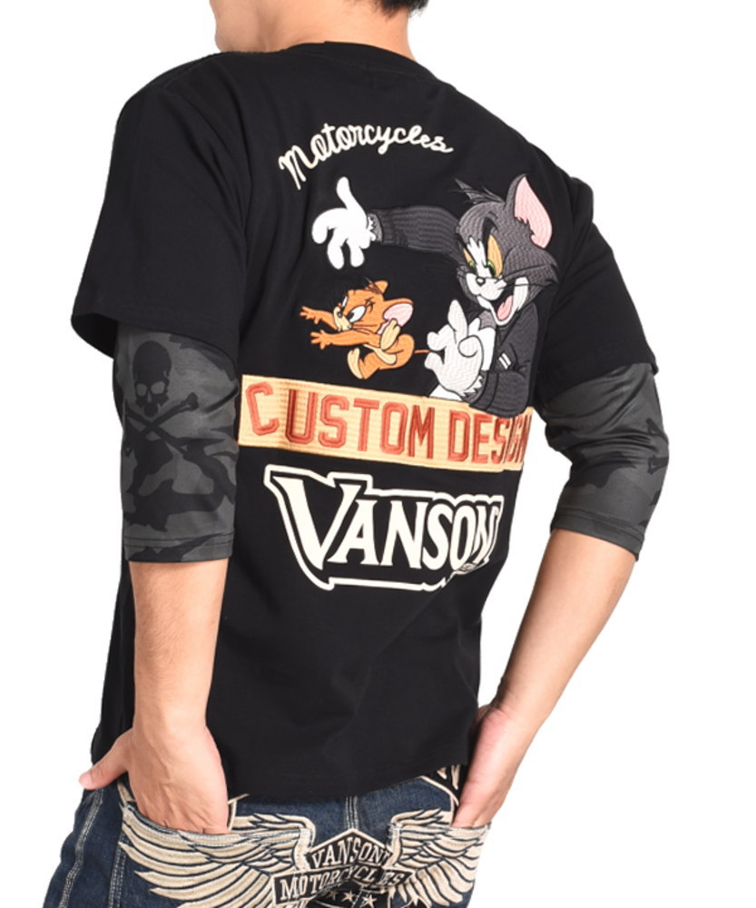 バンソン VANSON × TOM AND JERRY トムとジェリー コラボ Tシャツ 刺繍プリン...
