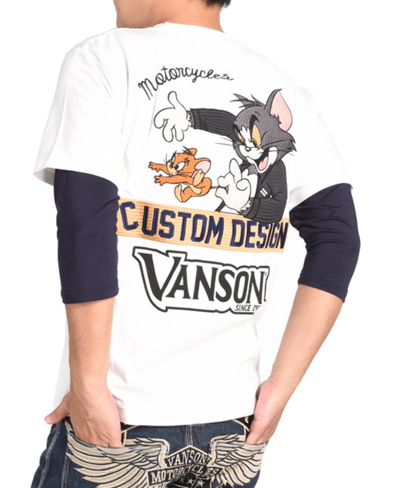 バンソン VANSON × TOM AND JERRY トムとジェリー コラボ Tシャツ 刺繍プリン...