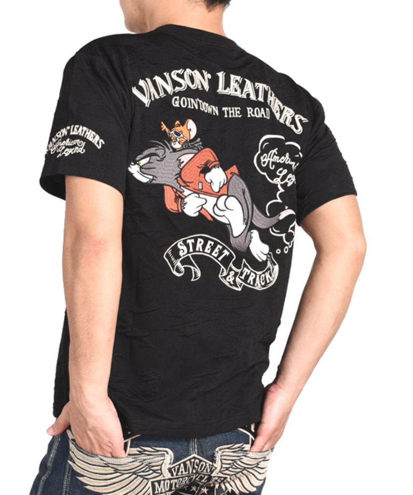 バンソン VANSON × トムとジェリー コラボ Tシャツ 刺繍プリント 吸汗