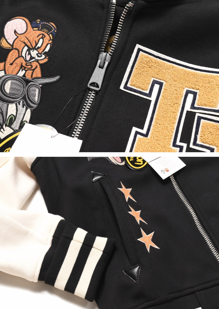＊VANSON×トムとジェリー 刺繍 袖スター ボンティング スタジャン L VANSON 【2025春新作】バンソン × トムとジェリー コラボ
