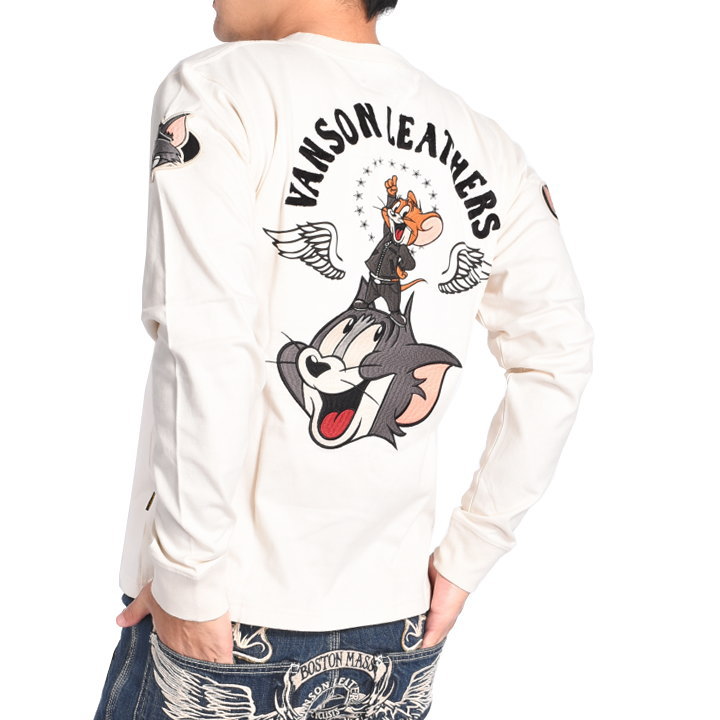 VANSON バンソン　トムとジェリー　コラボ　長袖　ロンT 刺繍 VANSON x TOM&JERRY (バンソン トムとジェリー コラボ) スケボー