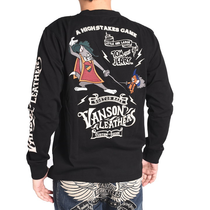 ＊VANSON×トムとジェリー 刺繍 袖ロゴ 長袖Tシャツ カットソー M 楽天市場】VANSON × TOM＆JERRY ジェリー×アメリカンバイク 刺繍 天竺