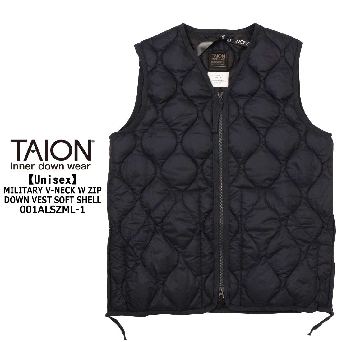 TAION（タイオン） ミリタリー VネックWジップ ダウンベスト ソフト