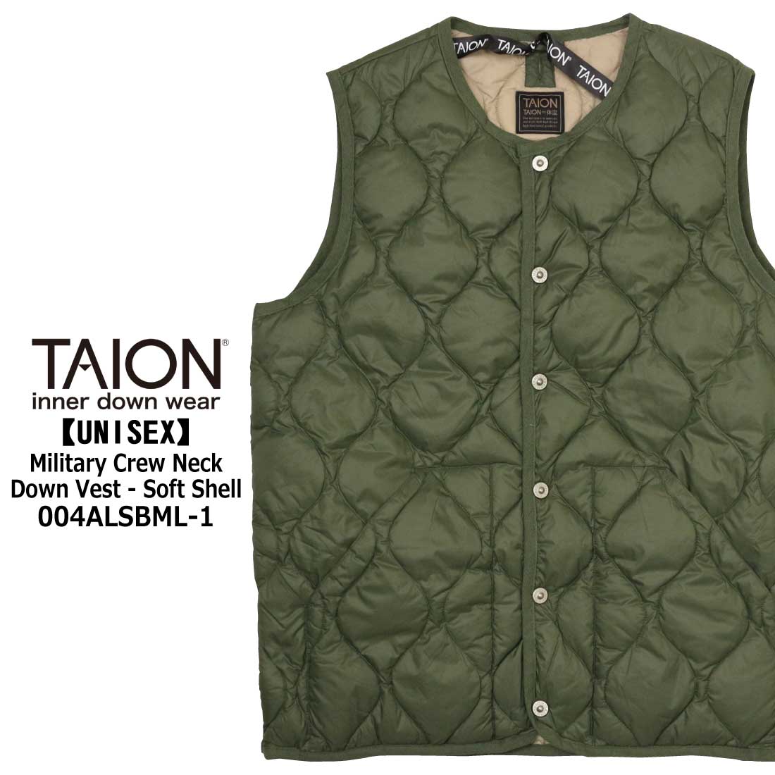 TAION（タイオン） ダウン ベスト 004ALSBML-1 ミリタリー クルー