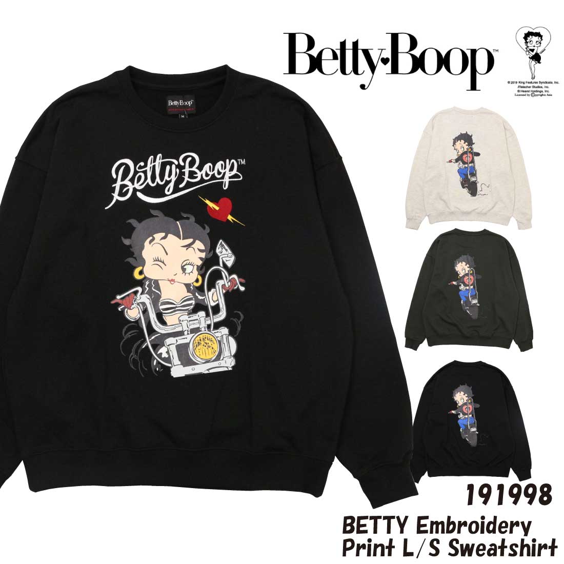 USA Betty Boop ベティ・ブープ クルーネックスウェット　赤色 USA Betty Boop ベティ・ブープ クルーネックスウェット 赤色