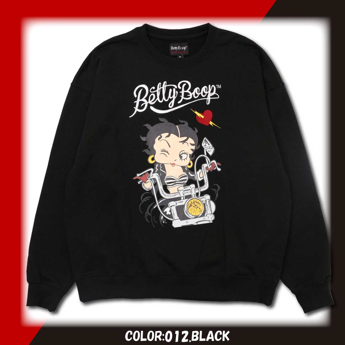 USA Betty Boop ベティ・ブープ クルーネックスウェット　赤色 USA Betty Boop ベティ・ブープ クルーネックスウェット 赤色