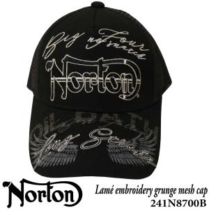 Norton ノートン 服  帽子 キャップ 241N8700B ロゴラメ刺繍 グランジ加工 ツイル...