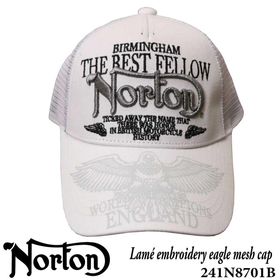 Norton ノートン 服  帽子 キャップ 241N8701B ラメ 刺繍 イーグル メッシュ キャップ アメカジ メンズ バイカー 3D刺繍｜jeansaiya-a｜02