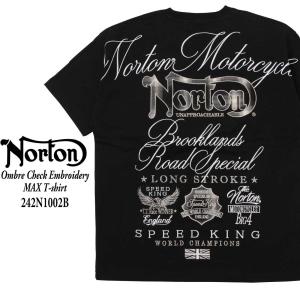 Norton ノートン 服  半袖 Tシャツ 242N1002B オンブレ−チェック使い刺繍 MAX...