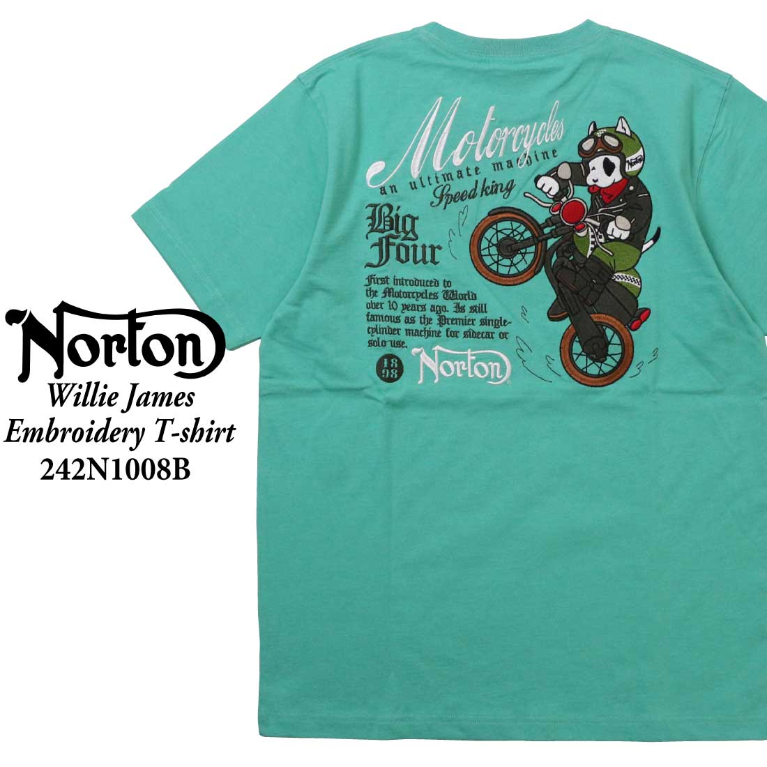 Norton ノートン 服  半袖 Tシャツ 242N1008B ウィリージェームス 刺繍 Tシャツ...