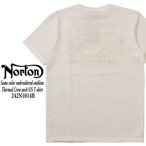 Norton ノートン 服  半袖  Tシャツ 242N1014B 同色エンブレム刺繍 サーマル ク...