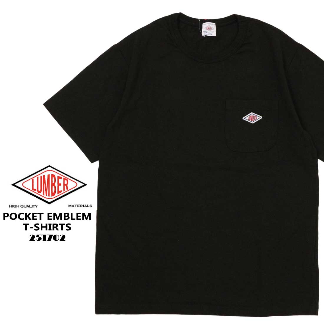 メール便 発送 LUMBER ランバー 半袖 Tシャツ POCKET EMBLEM T-SHIRTS