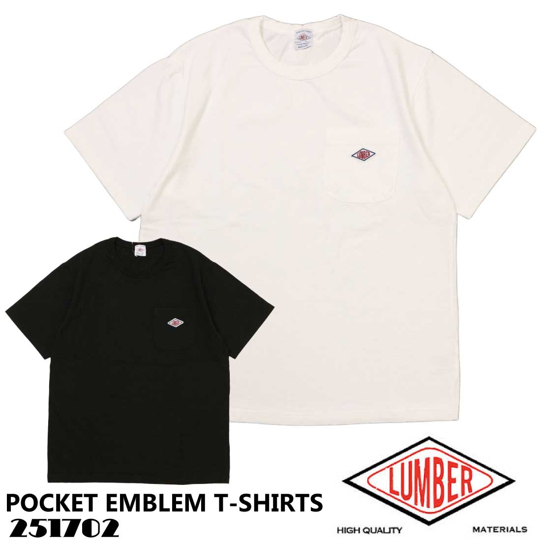 メール便 発送 LUMBER ランバー 半袖 Tシャツ POCKET EMBLEM T-SHIRTS