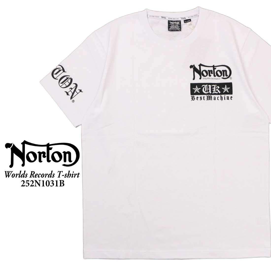 Norton ENGLAND お洒落なロゴ刺繍パンツ　白　M ノートン メール便 Norton 服 半袖 Tシャツ 252N1031B ワールズ