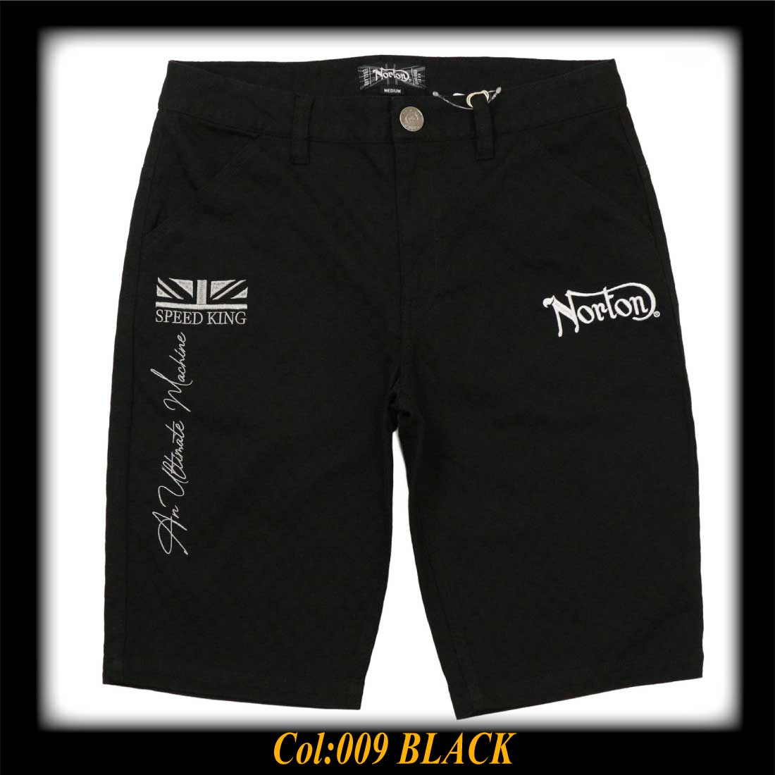 Norton ノートン 服 ショートパンツ デニム 252N1902B ストレッチ チェック スクエア ジャカード ショーツ 刺繍 短パン バイカー アメカジ メンズ ノートン（NORTON） 服 ショートパンツ デニム 252N1902B ストレッチ
