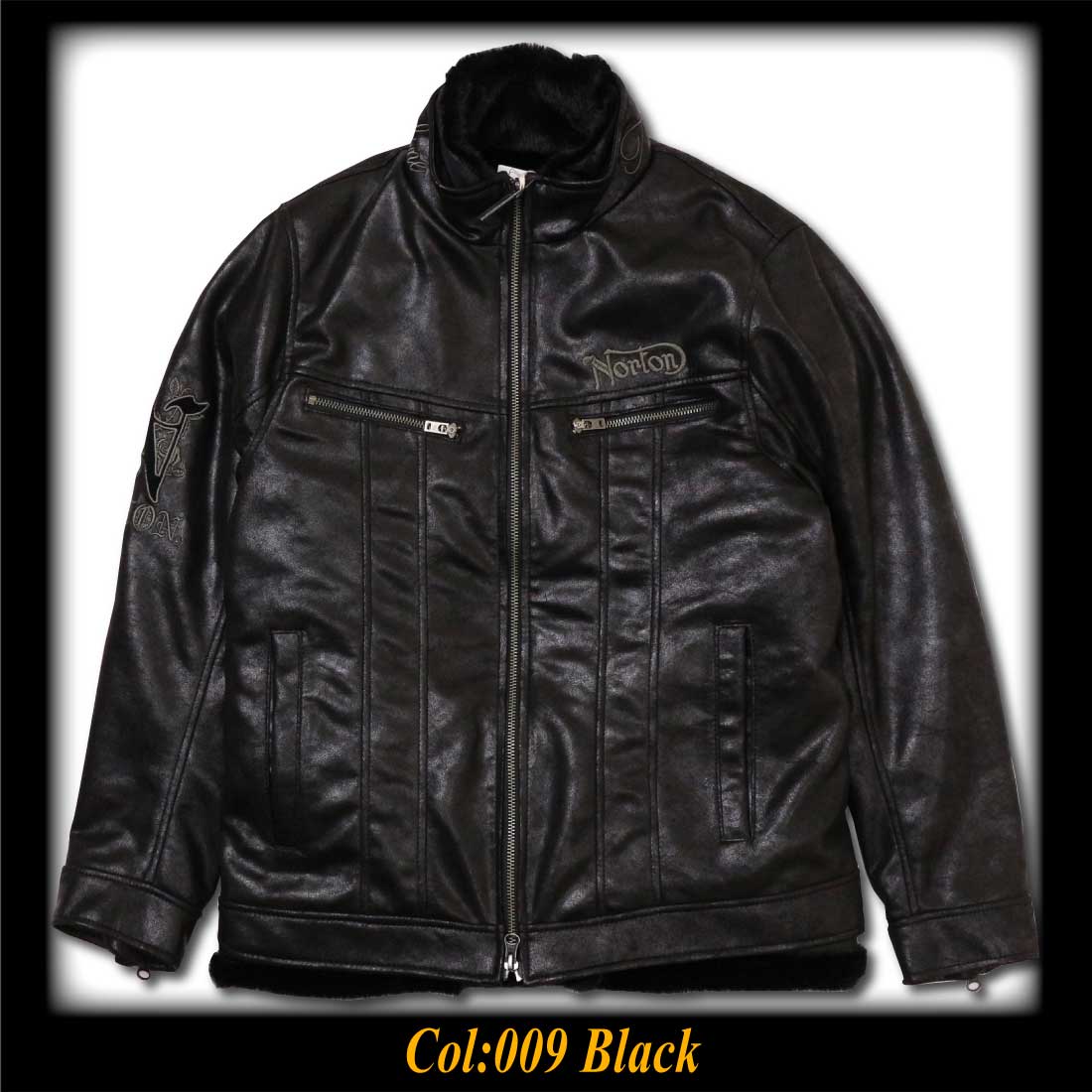 Norton ノートン 服 アウター ライダースジャケット 合成皮革 253N1702B ライナーベスト付 ムラ PU ライダース ヴィーガンレザー ロゴ メンズ アメカジ ノートン（NORTON） 服 アウター ライダースジャケット 合成皮革