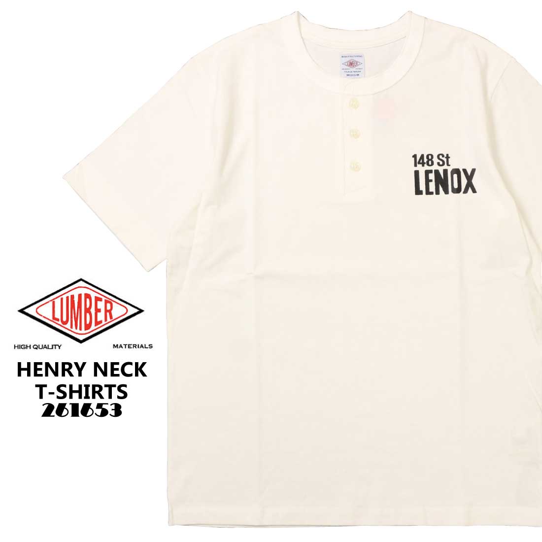LUMBER ランバー 半袖 Tシャツ HENRY NECK T-SHIRTS ヘンリーネック