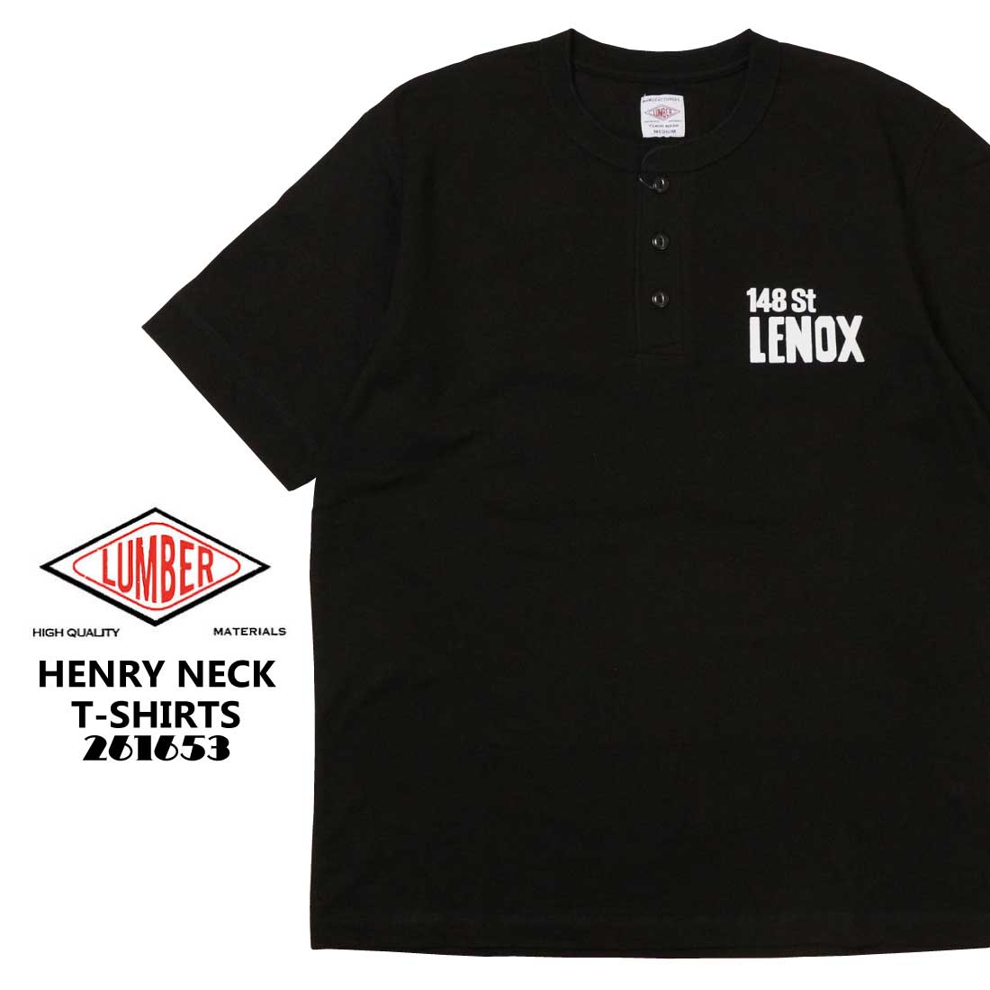 LUMBER ランバー 半袖 Tシャツ HENRY NECK T-SHIRTS ヘンリーネック